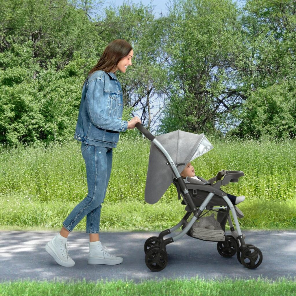 When can baby sit in front facing stroller?